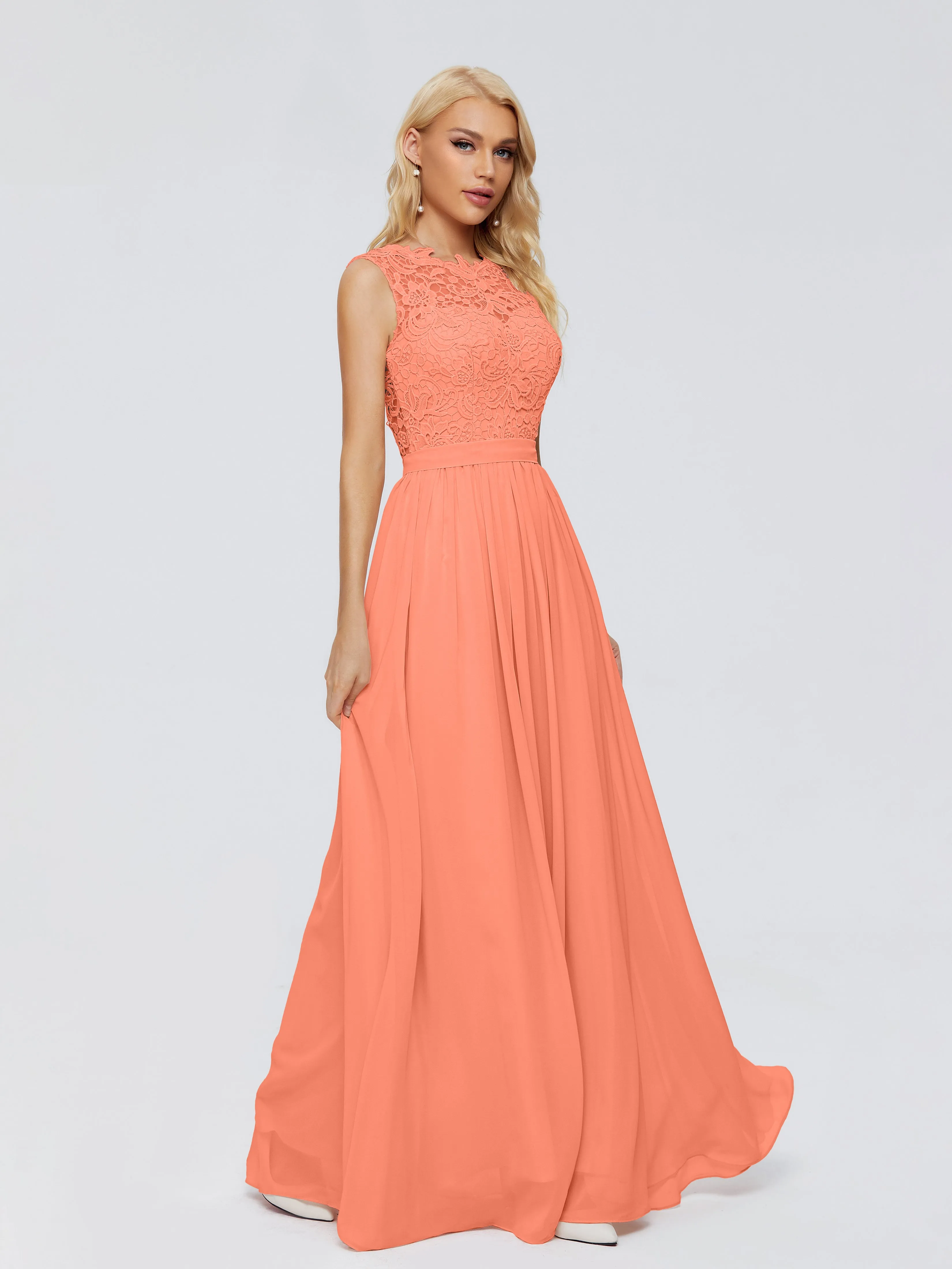 Melody Elegant Bateau Chiffon Bridesmaid Dresses