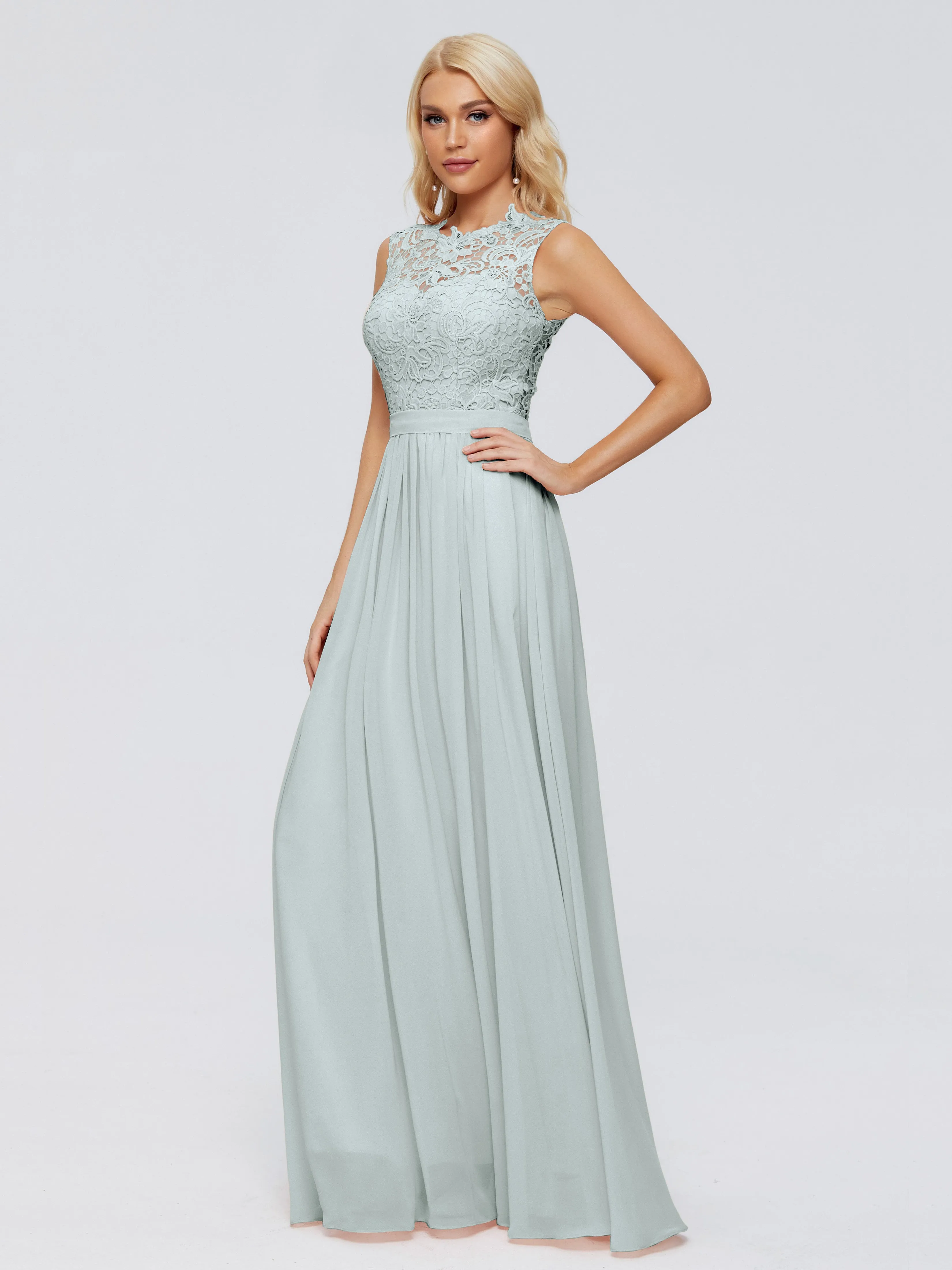 Melody Elegant Bateau Chiffon Bridesmaid Dresses