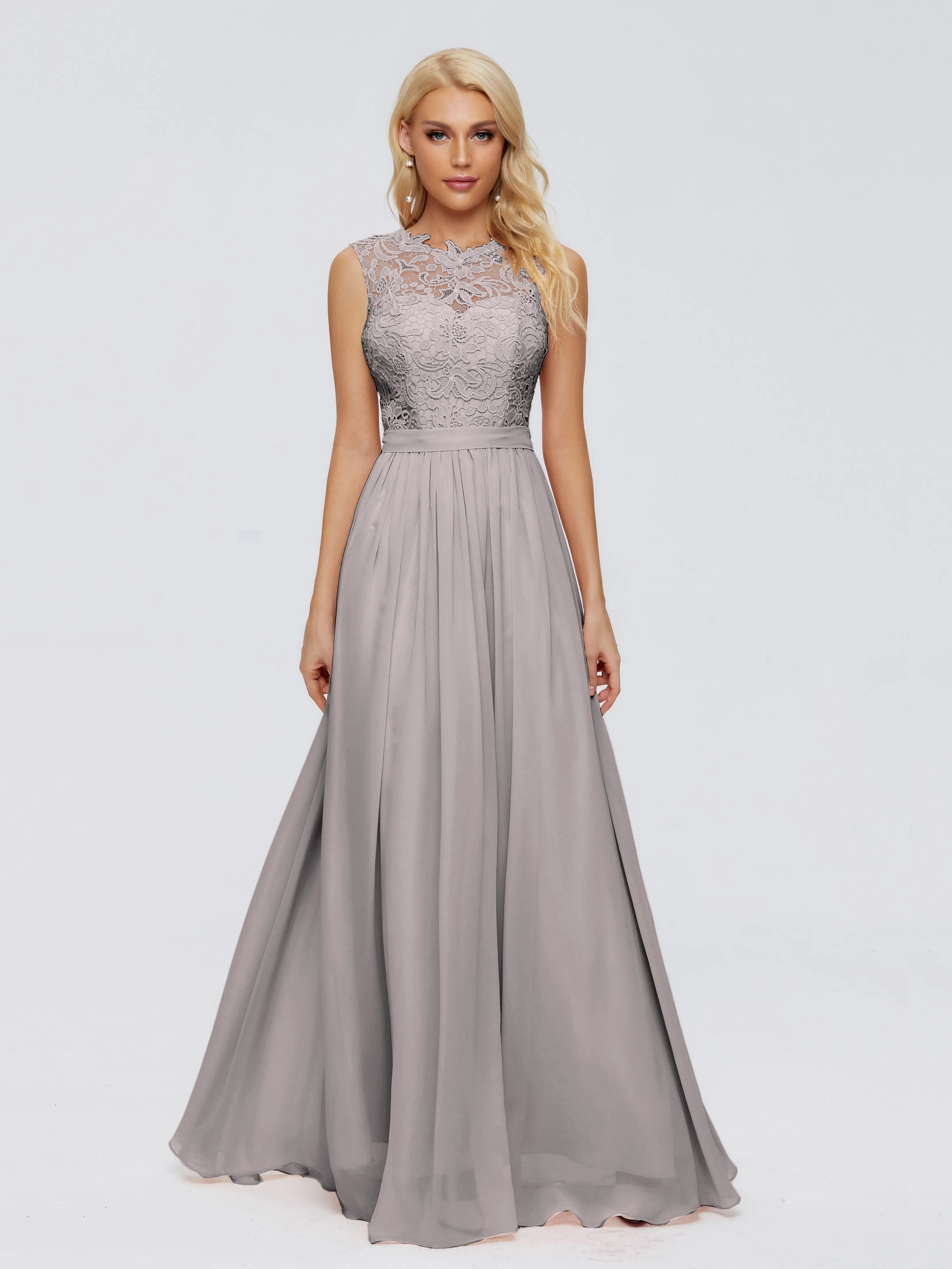 Melody Elegant Bateau Chiffon Bridesmaid Dresses