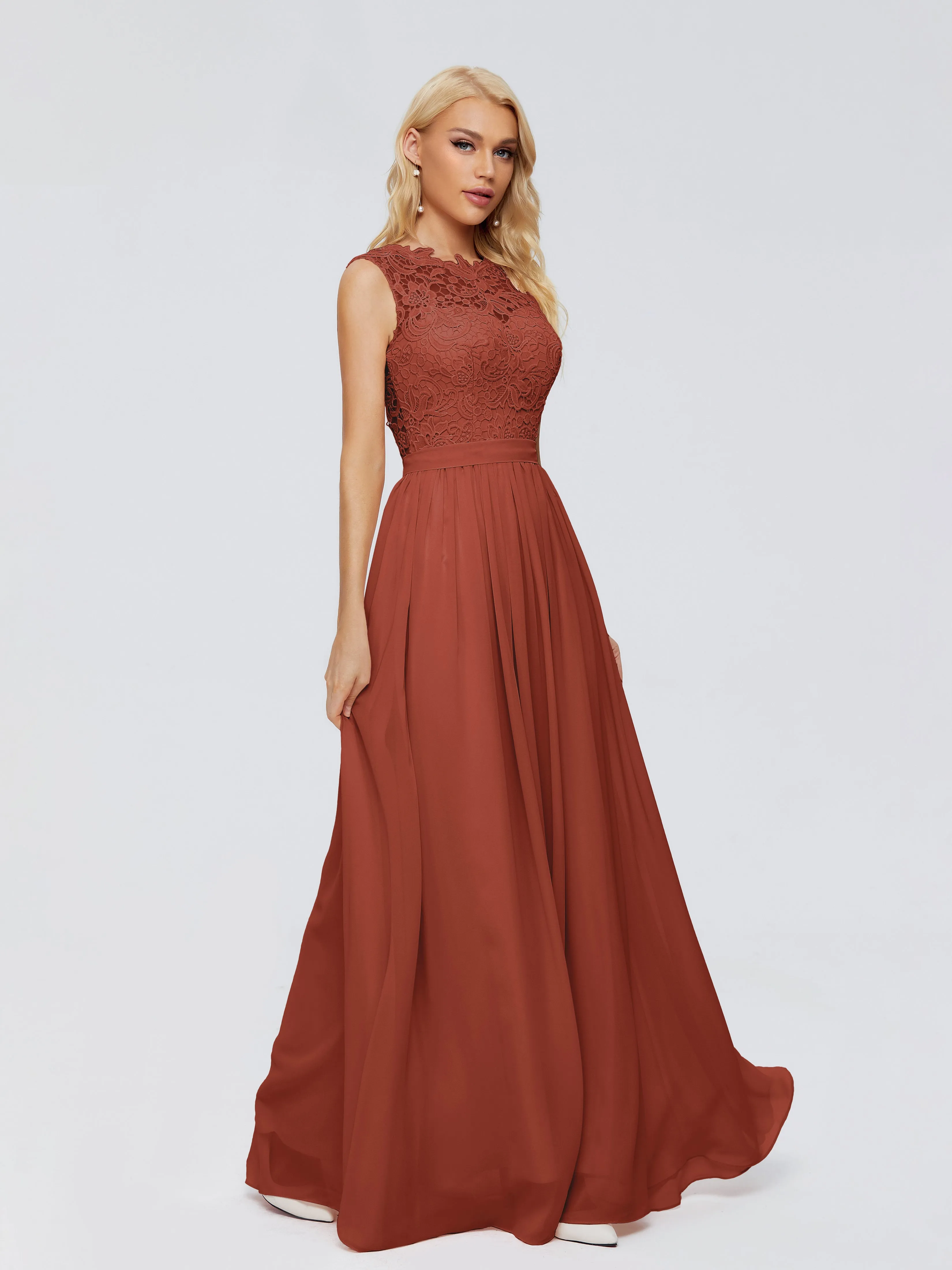 Melody Elegant Bateau Chiffon Bridesmaid Dresses