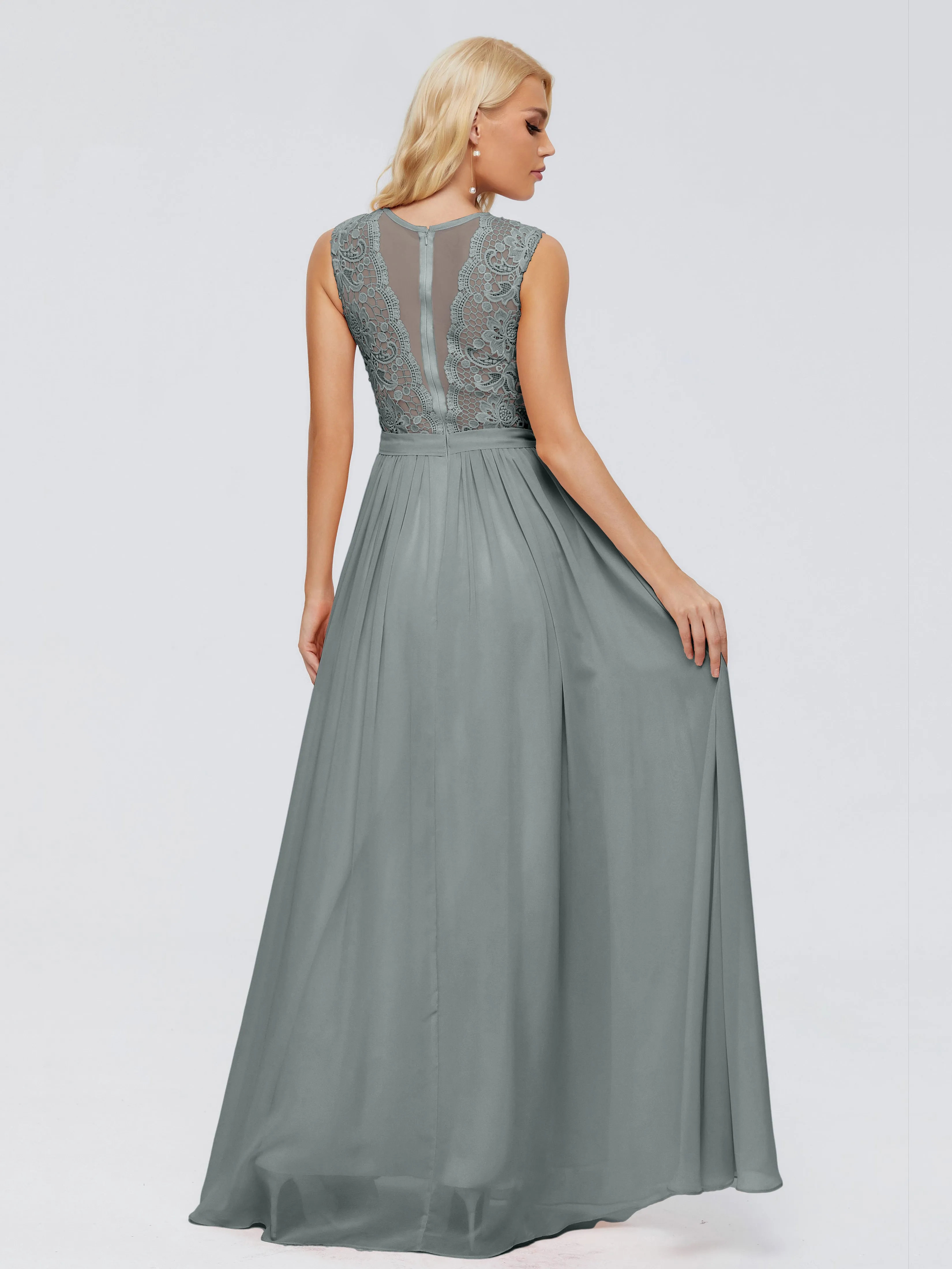 Melody Elegant Bateau Chiffon Bridesmaid Dresses