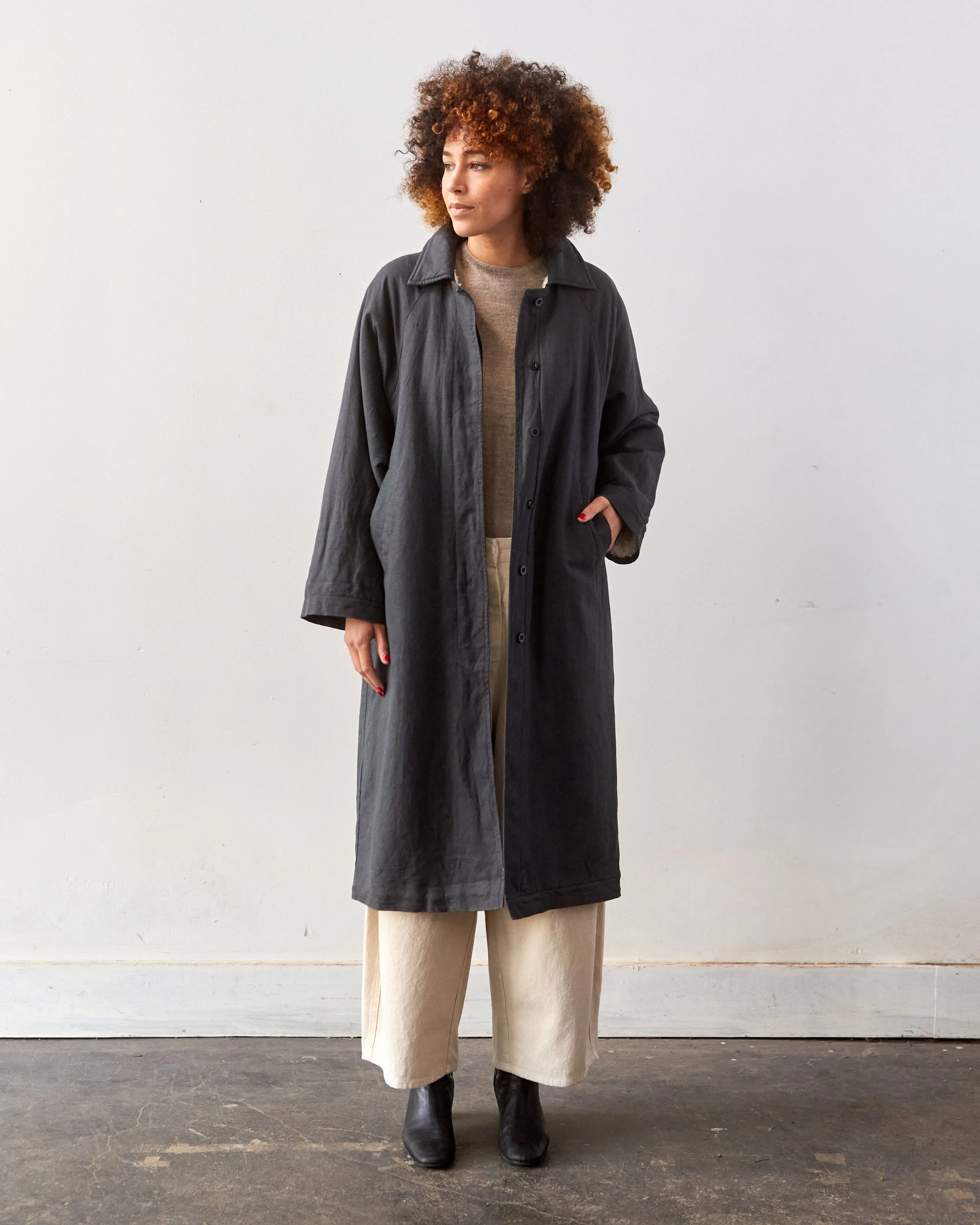 Micaela Greg Sherpa Lined Trench Coat, Charcoal