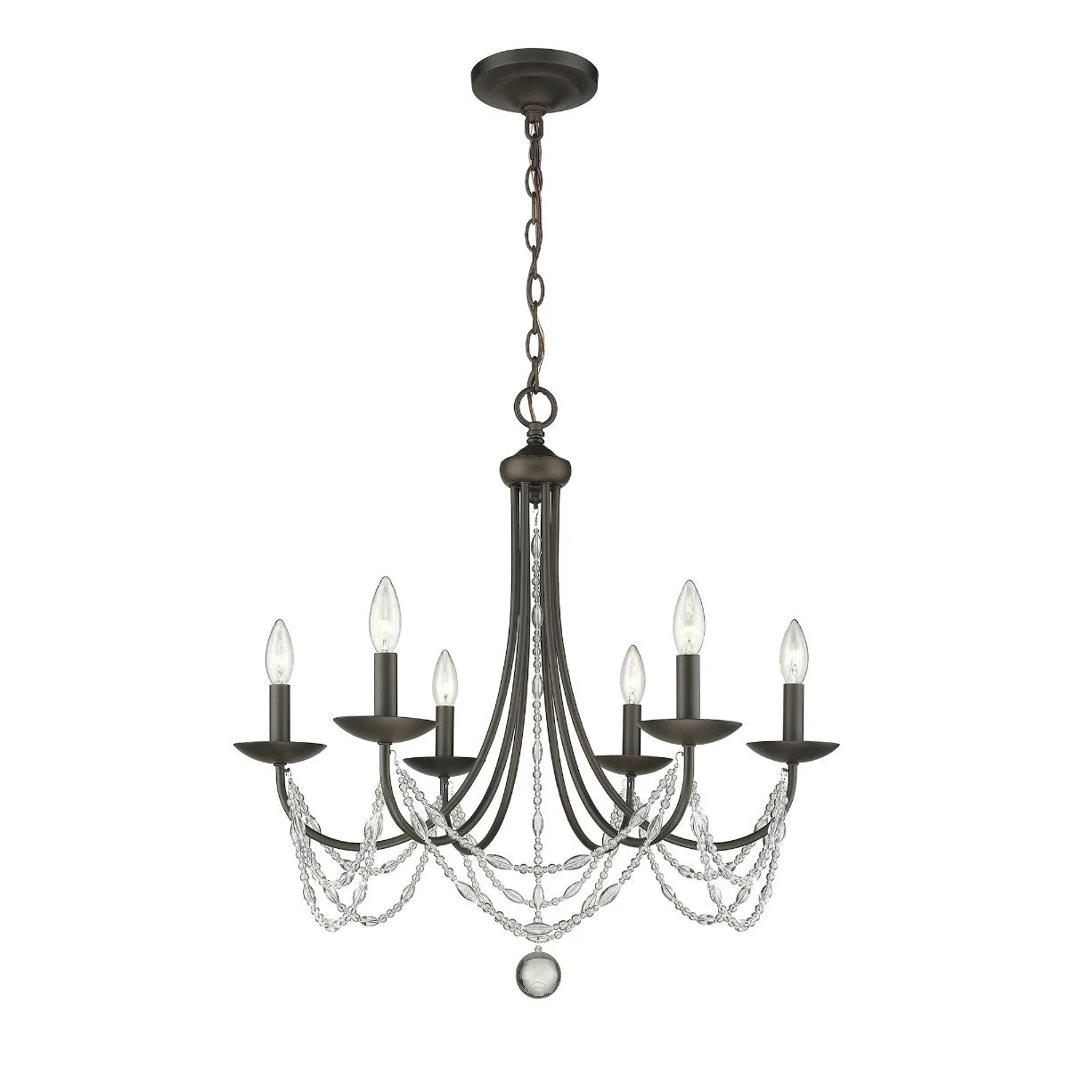 Mirabella 6 lights 25 in. Chandelier Bronze Finish