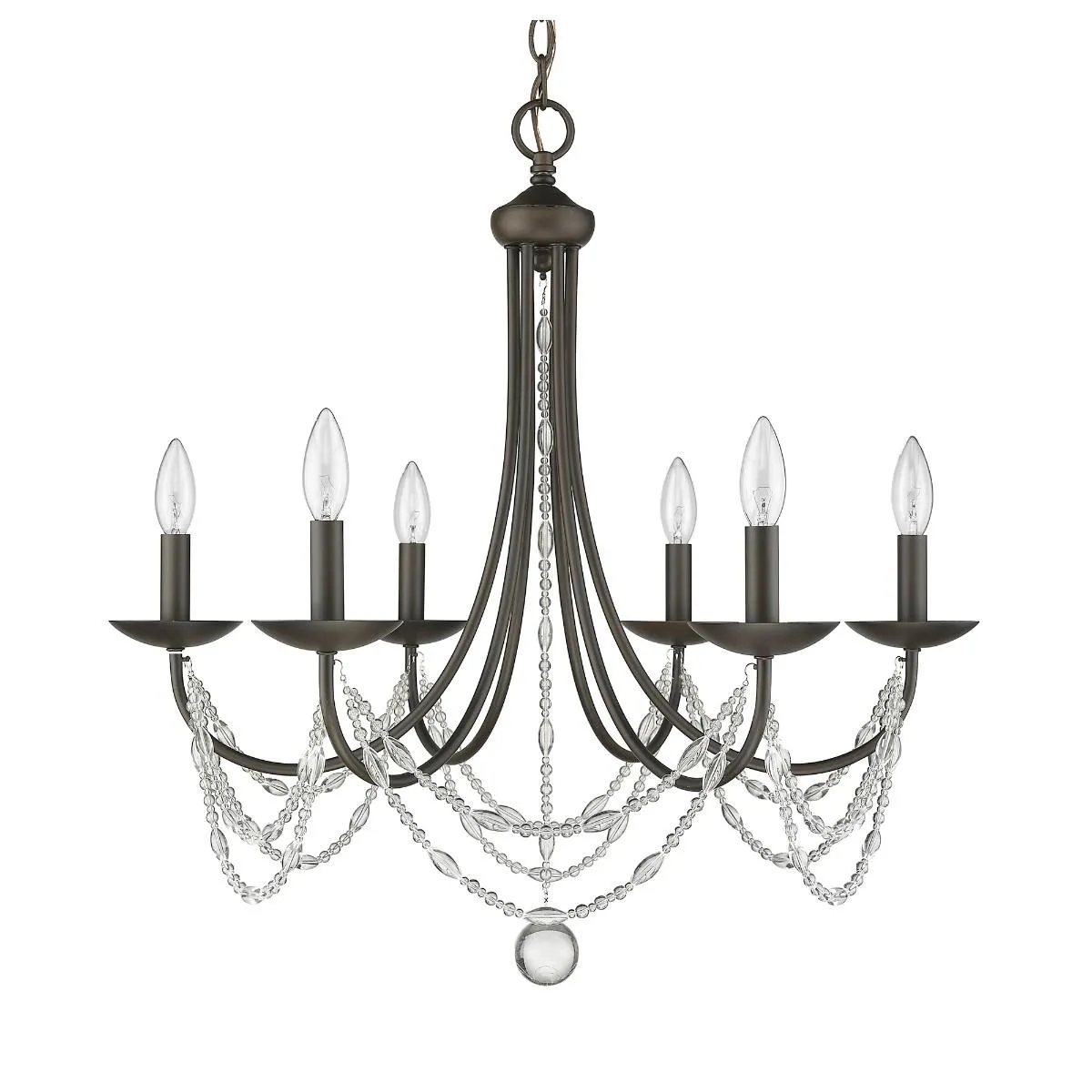 Mirabella 6 lights 25 in. Chandelier Bronze Finish