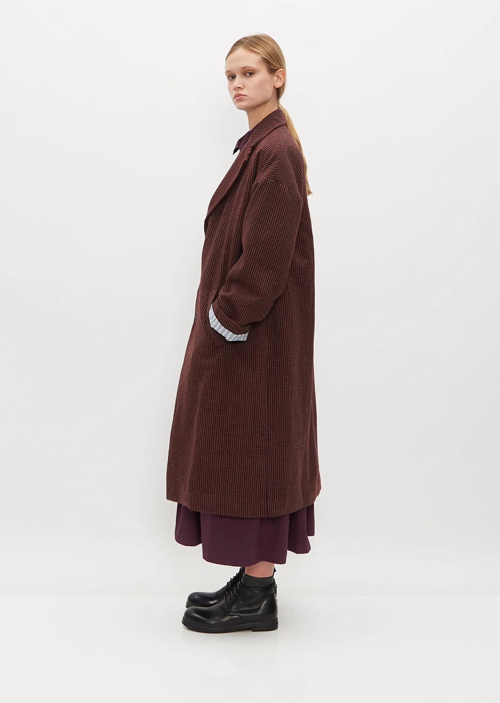 Moon Wool Coat — Red Check