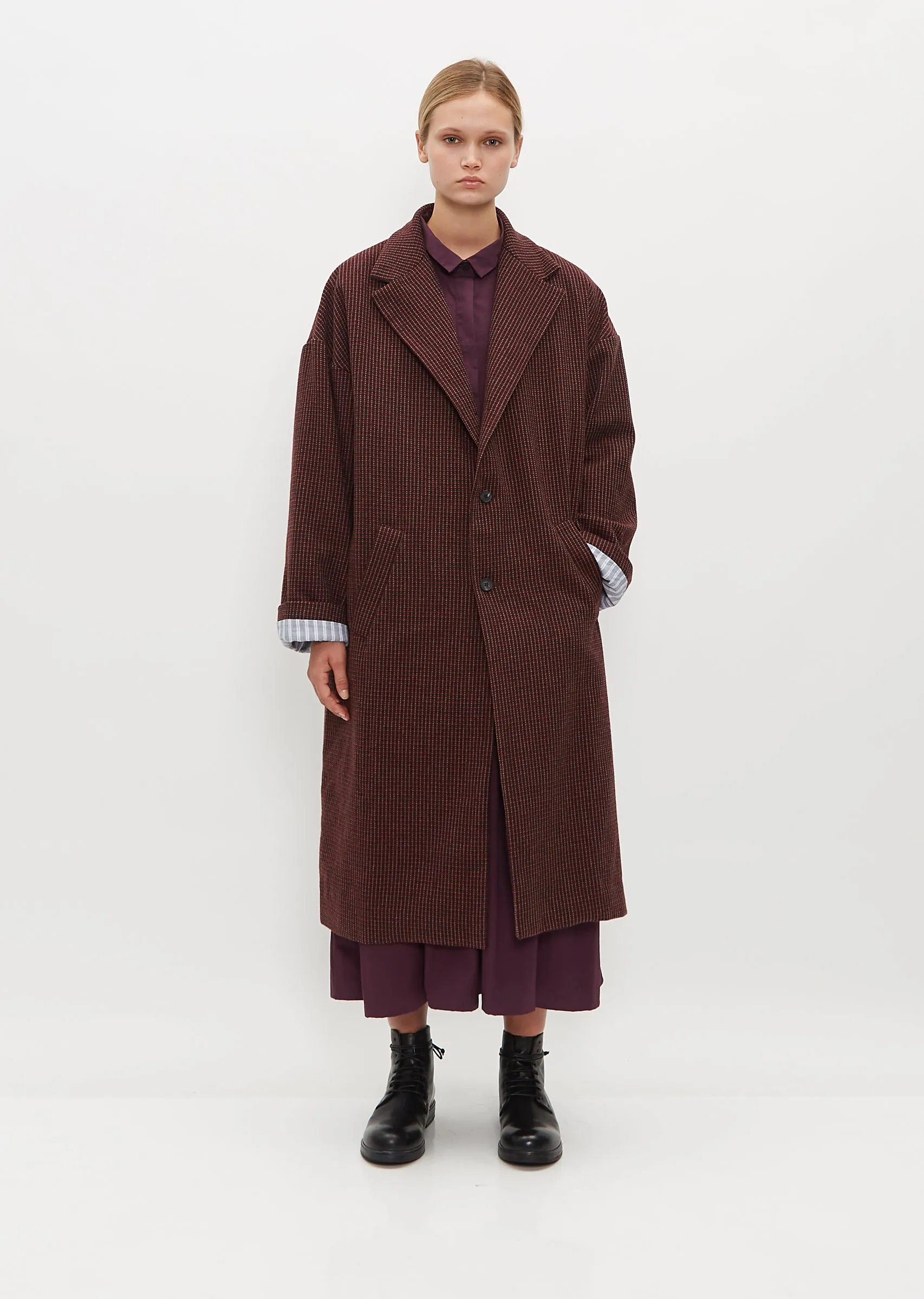 Moon Wool Coat — Red Check