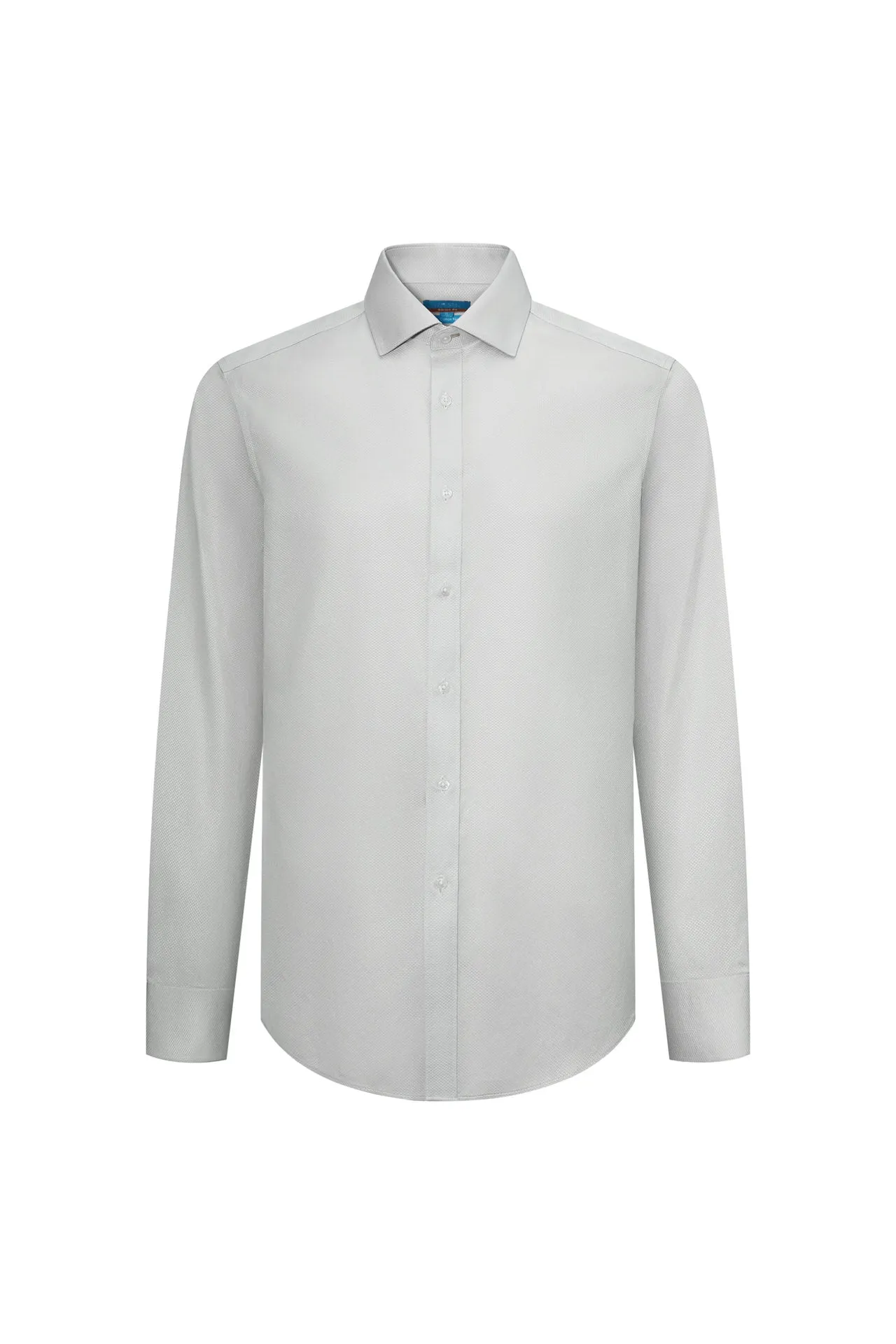 Non-Iron Cotton Stretch Textured Shirt in Smart Fit Semi-Spread Collar