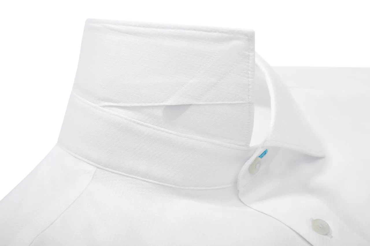 Non-Iron Cotton Stretch Textured Shirt in Smart Fit Semi-Spread Collar