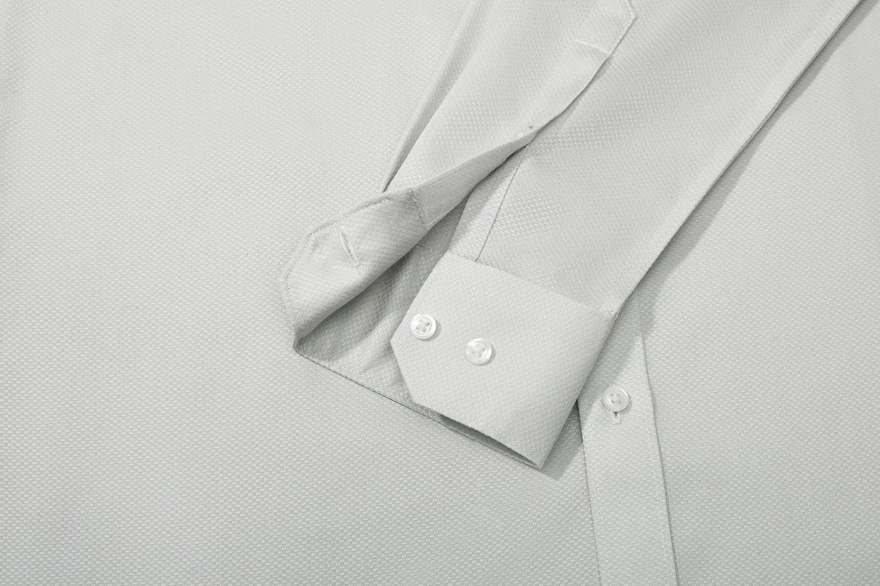 Non-Iron Cotton Stretch Textured Shirt in Smart Fit Semi-Spread Collar