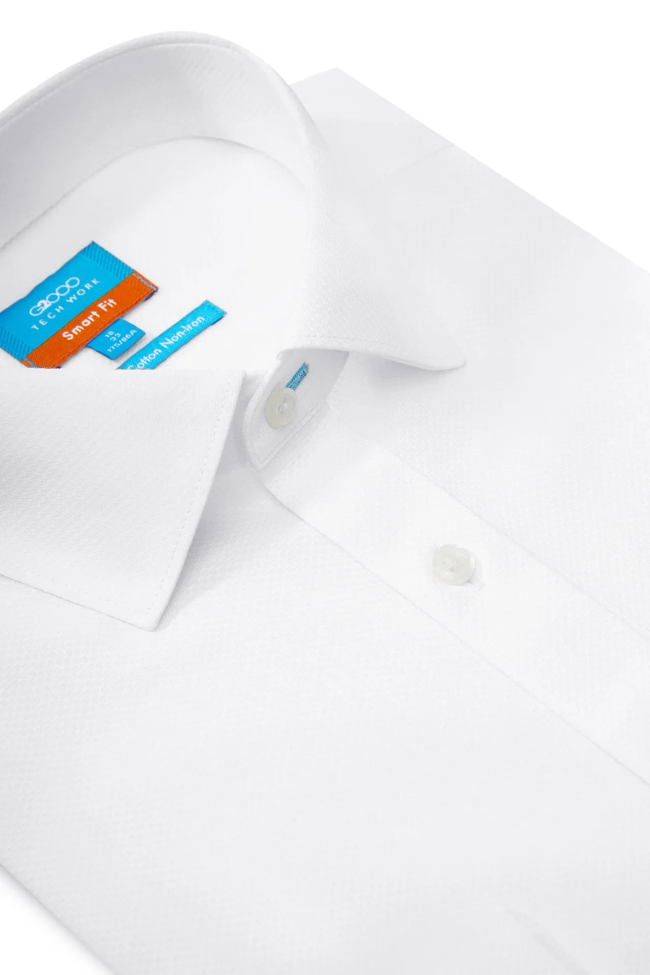 Non-Iron Cotton Stretch Textured Shirt in Smart Fit Semi-Spread Collar