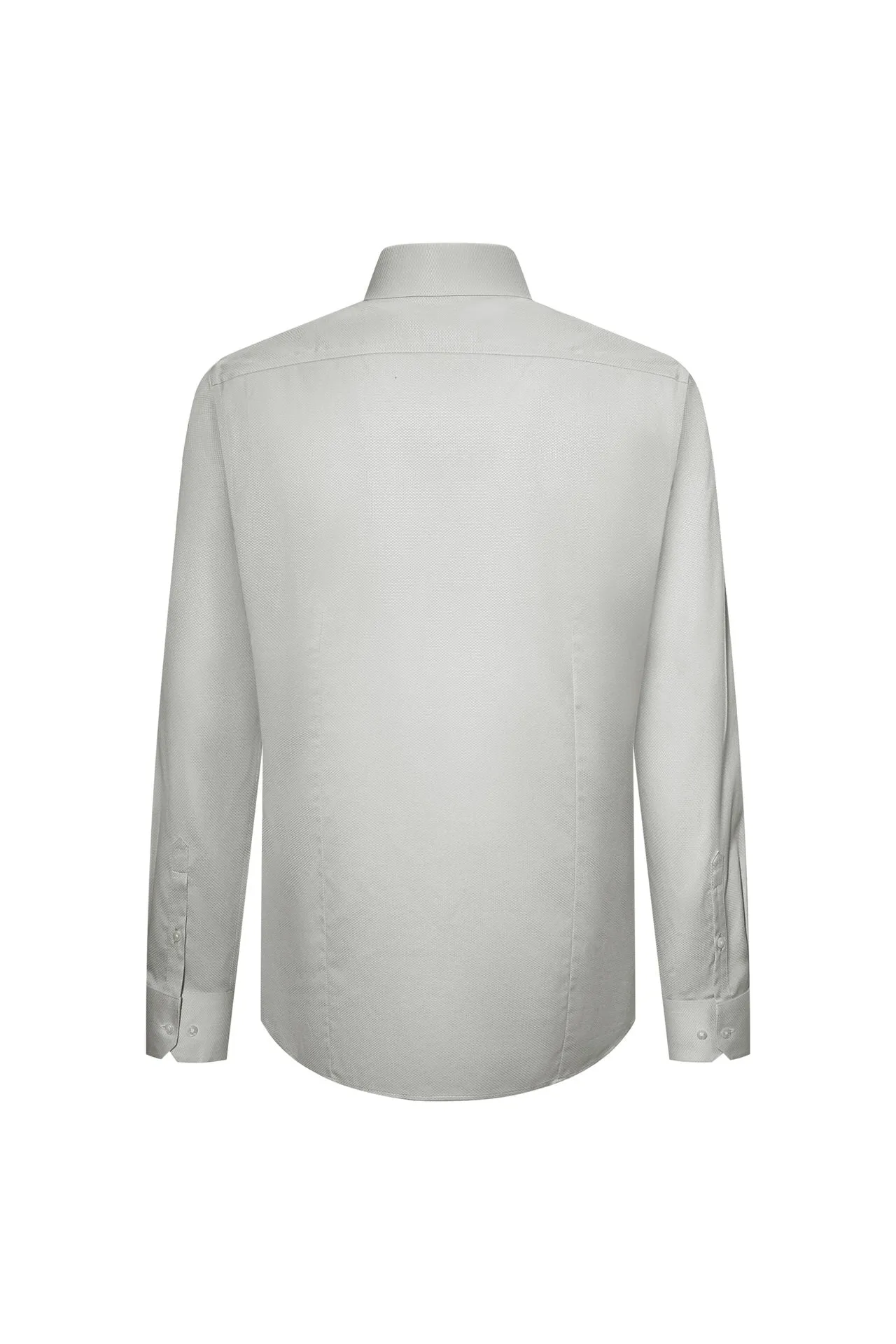 Non-Iron Cotton Stretch Textured Shirt in Smart Fit Semi-Spread Collar