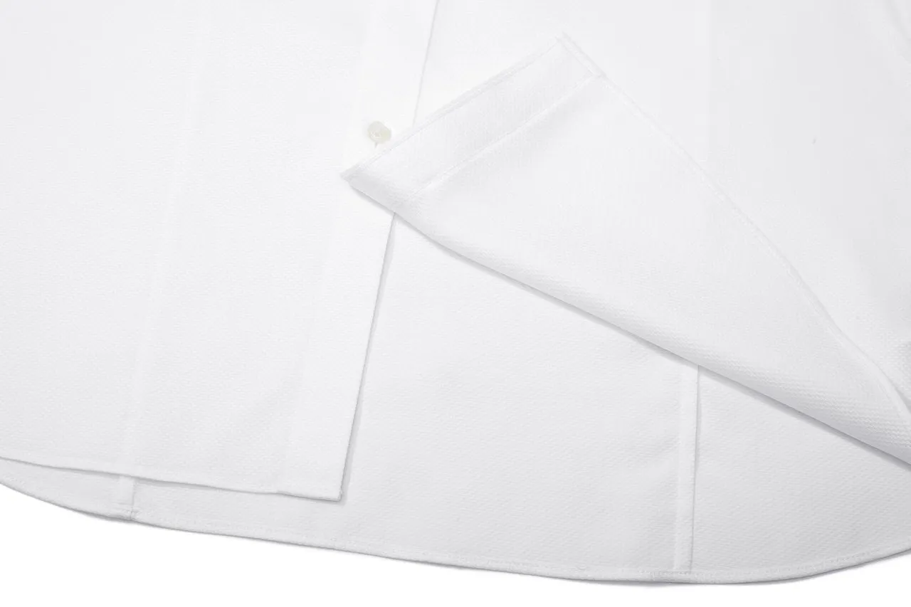 Non-Iron Cotton Stretch Textured Shirt in Smart Fit Semi-Spread Collar