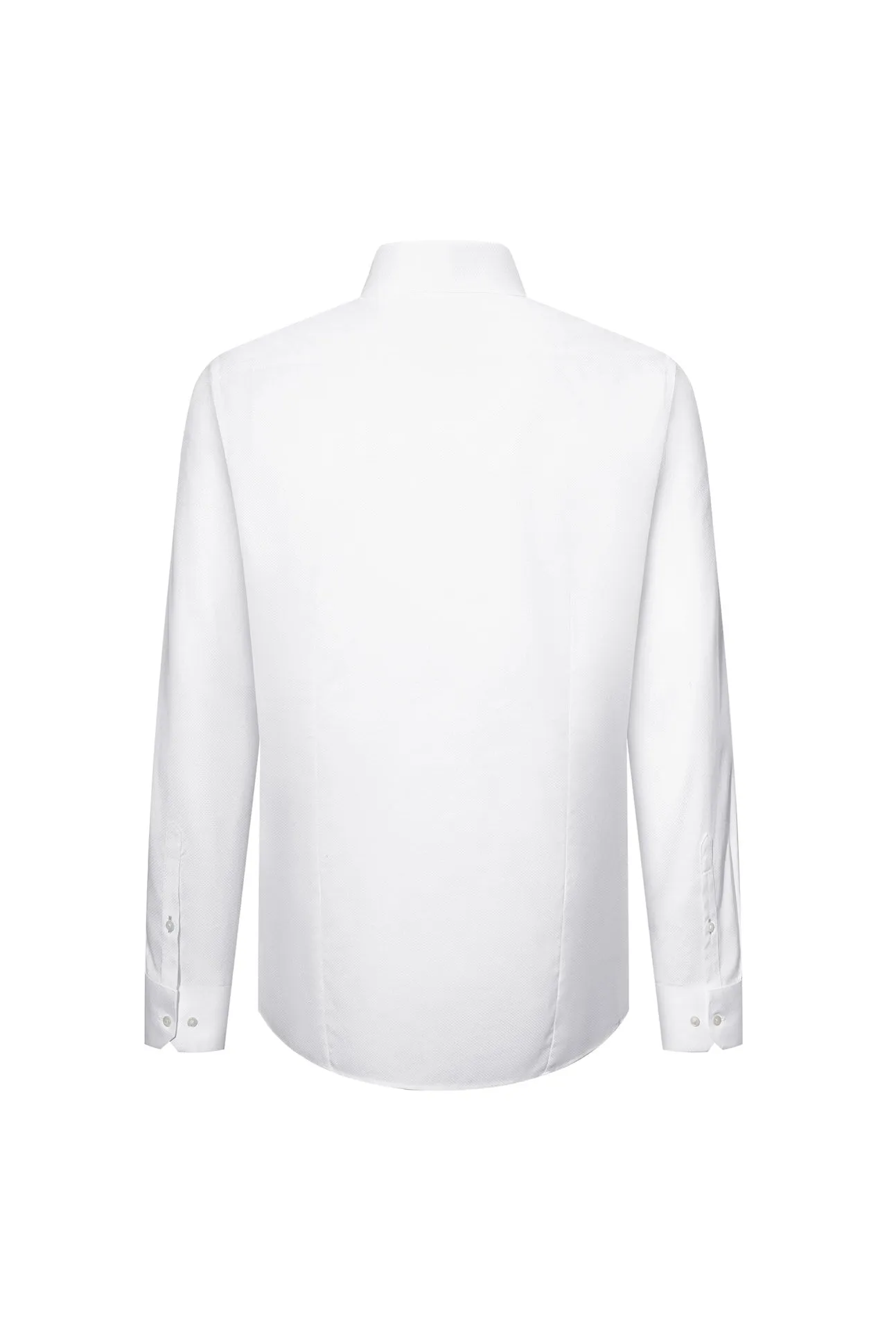 Non-Iron Cotton Stretch Textured Shirt in Smart Fit Semi-Spread Collar