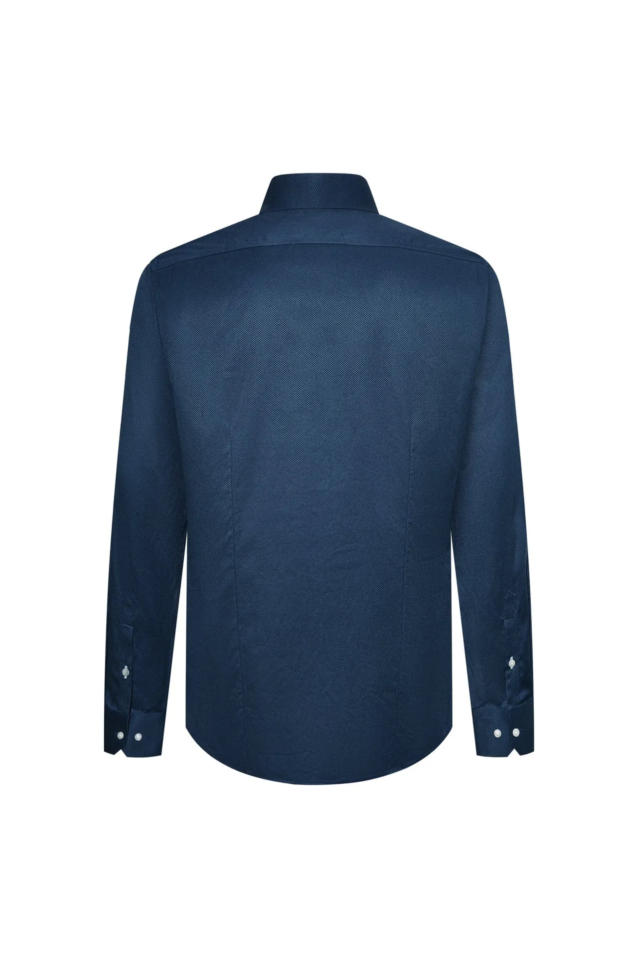 Non-Iron Cotton Stretch Textured Shirt in Smart Fit Semi-Spread Collar