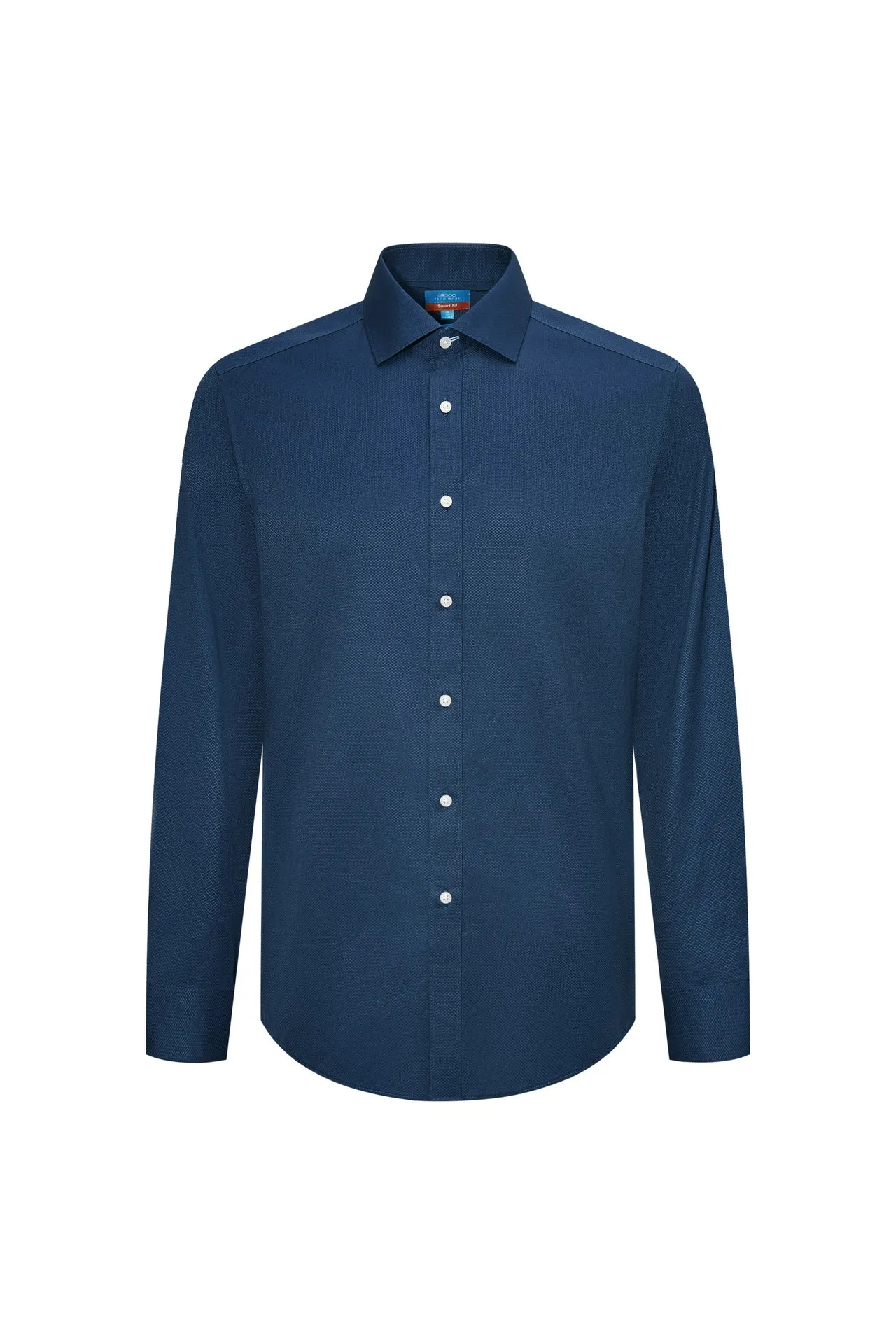 Non-Iron Cotton Stretch Textured Shirt in Smart Fit Semi-Spread Collar