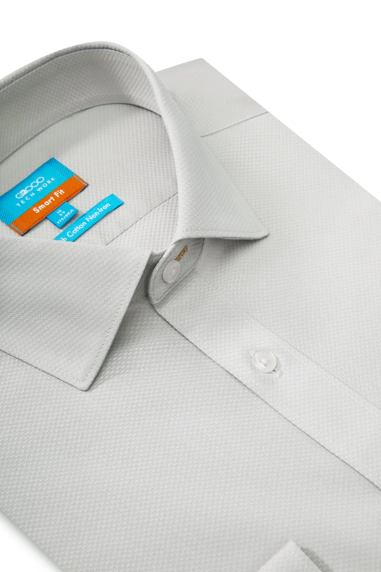 Non-Iron Cotton Stretch Textured Shirt in Smart Fit Semi-Spread Collar