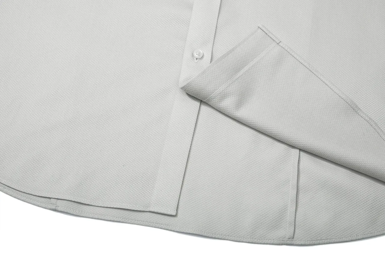 Non-Iron Cotton Stretch Textured Shirt in Smart Fit Semi-Spread Collar