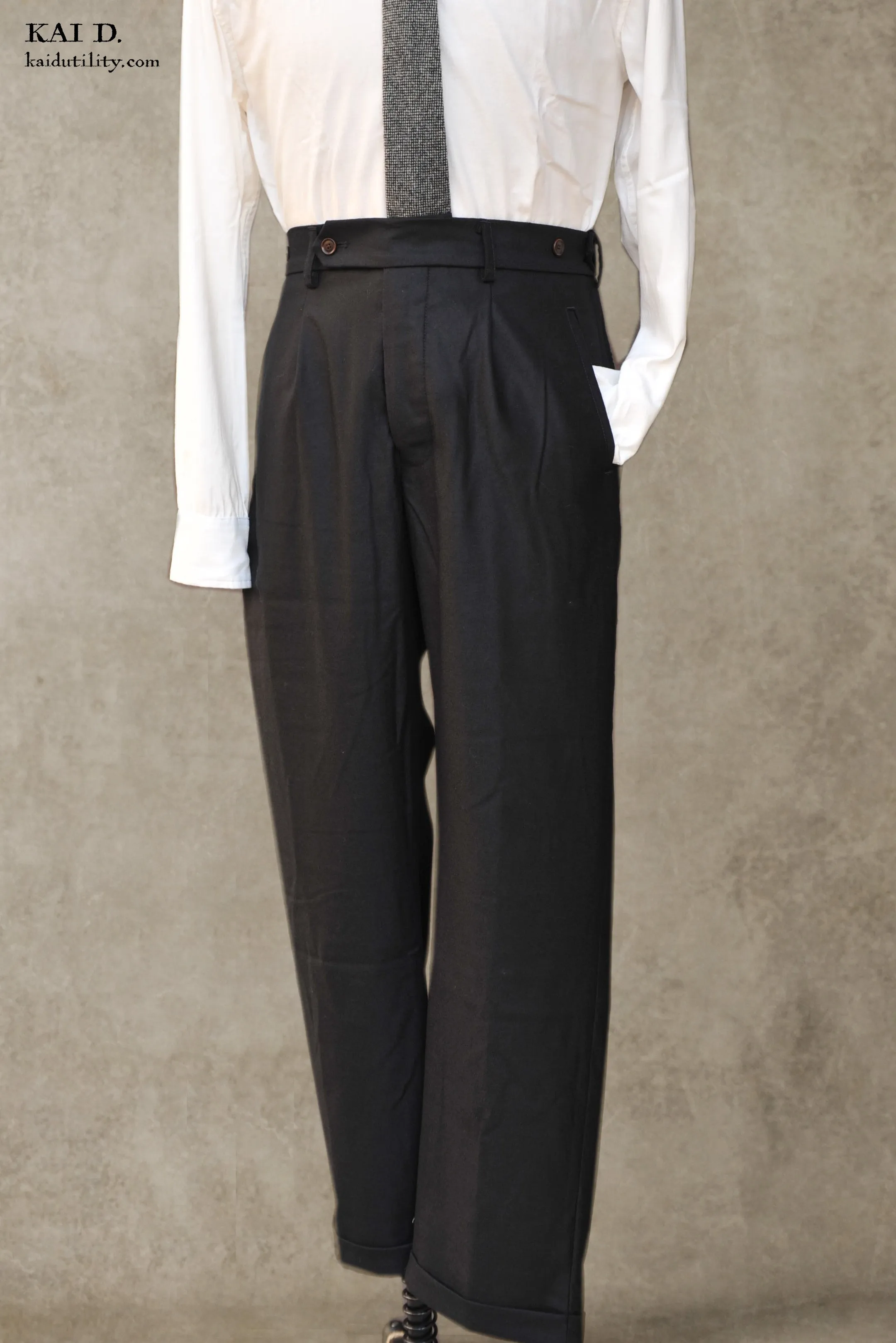 Novelist Trousers - Black Virgin Wool - 32, 34, 36