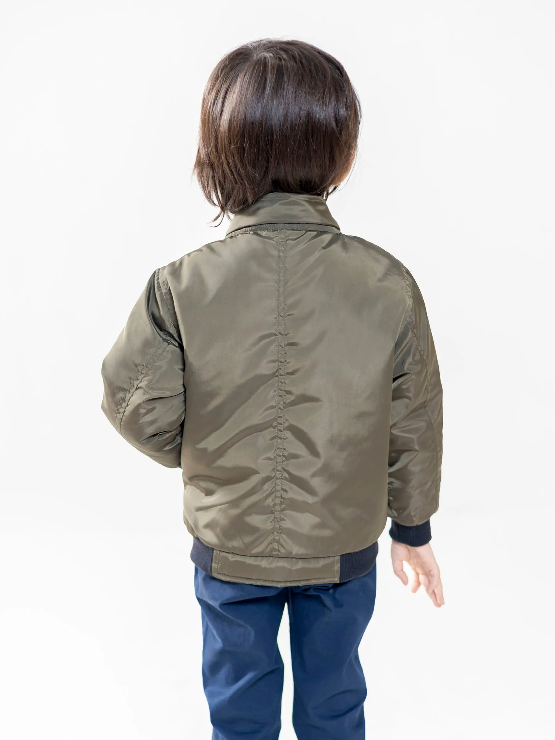 Olive Green Casual Bomber Jacket