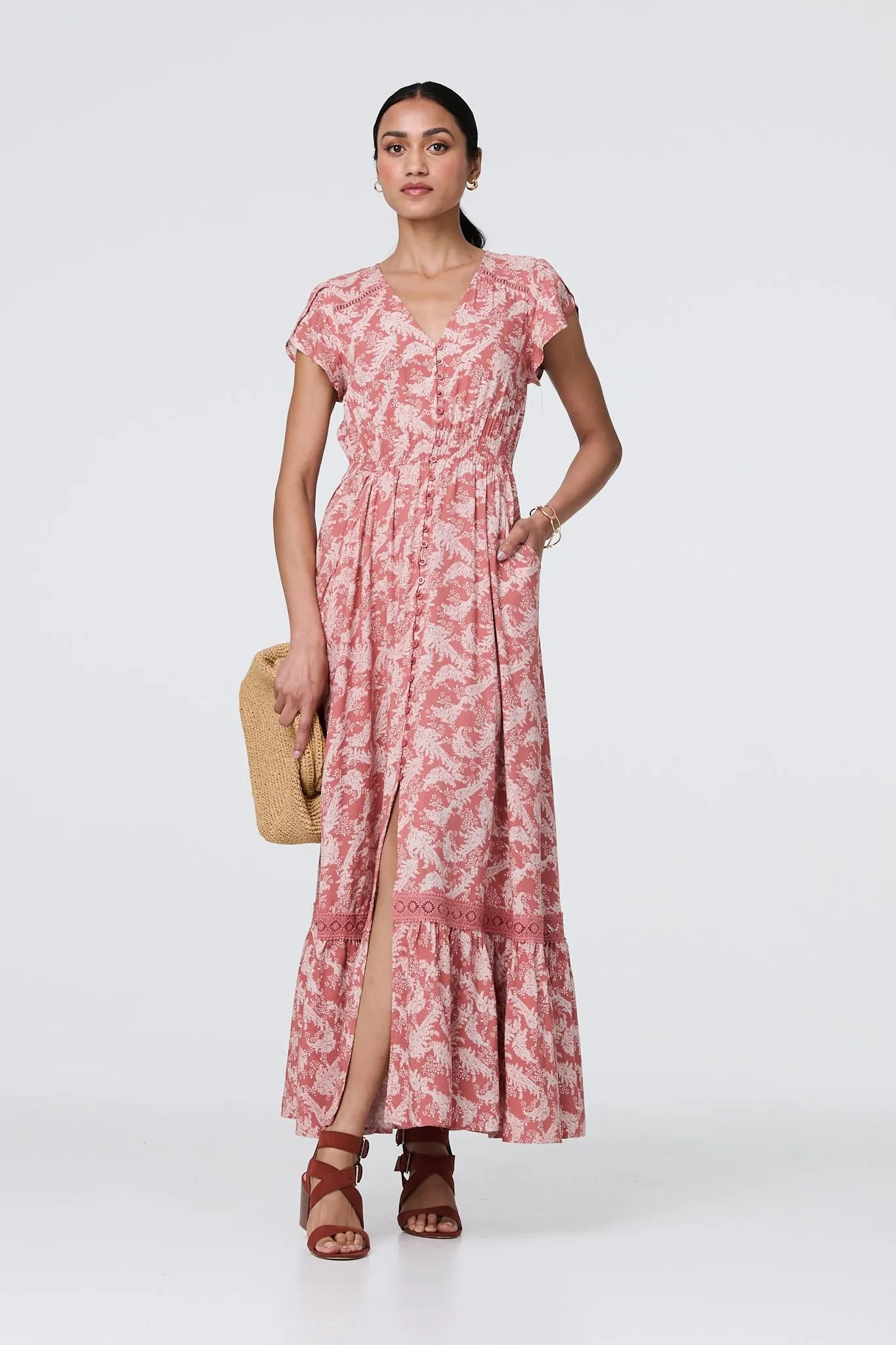 Paisley Print A-Line Tiered Maxi Dress