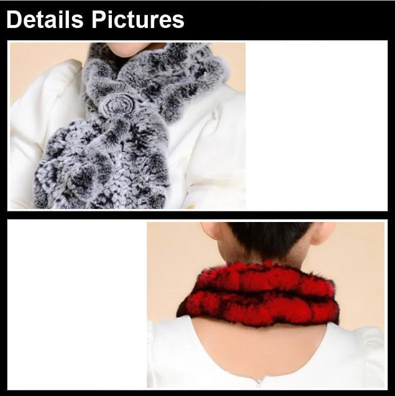 Real REX Rabbit Fur Scarf Wrap Cape Shawl Neck Warmer Women Children Scarf Flower Decoration FS14522