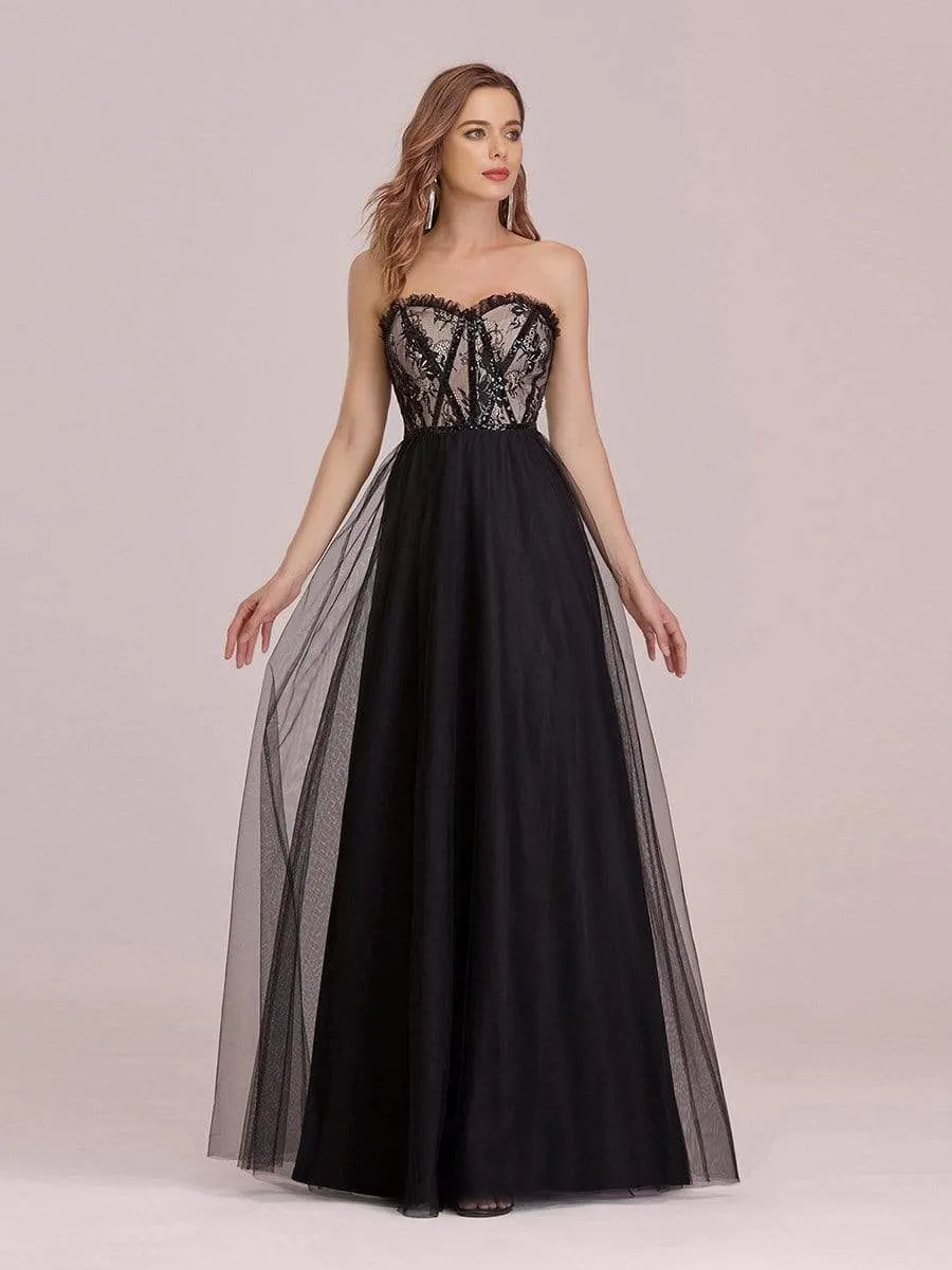 Sexy Off Shoulder Tulle Formal Evening Dresses with Lace