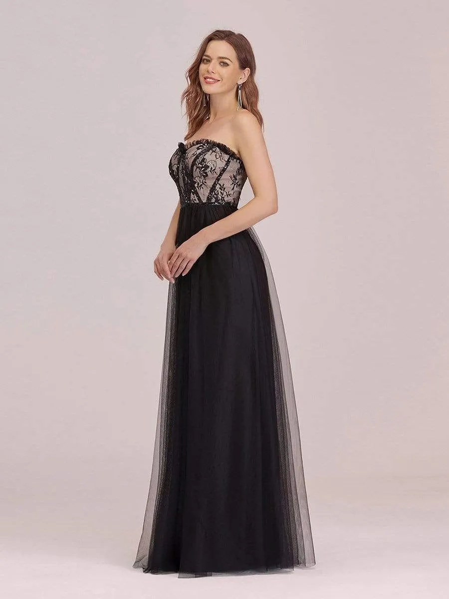 Sexy Off Shoulder Tulle Formal Evening Dresses with Lace