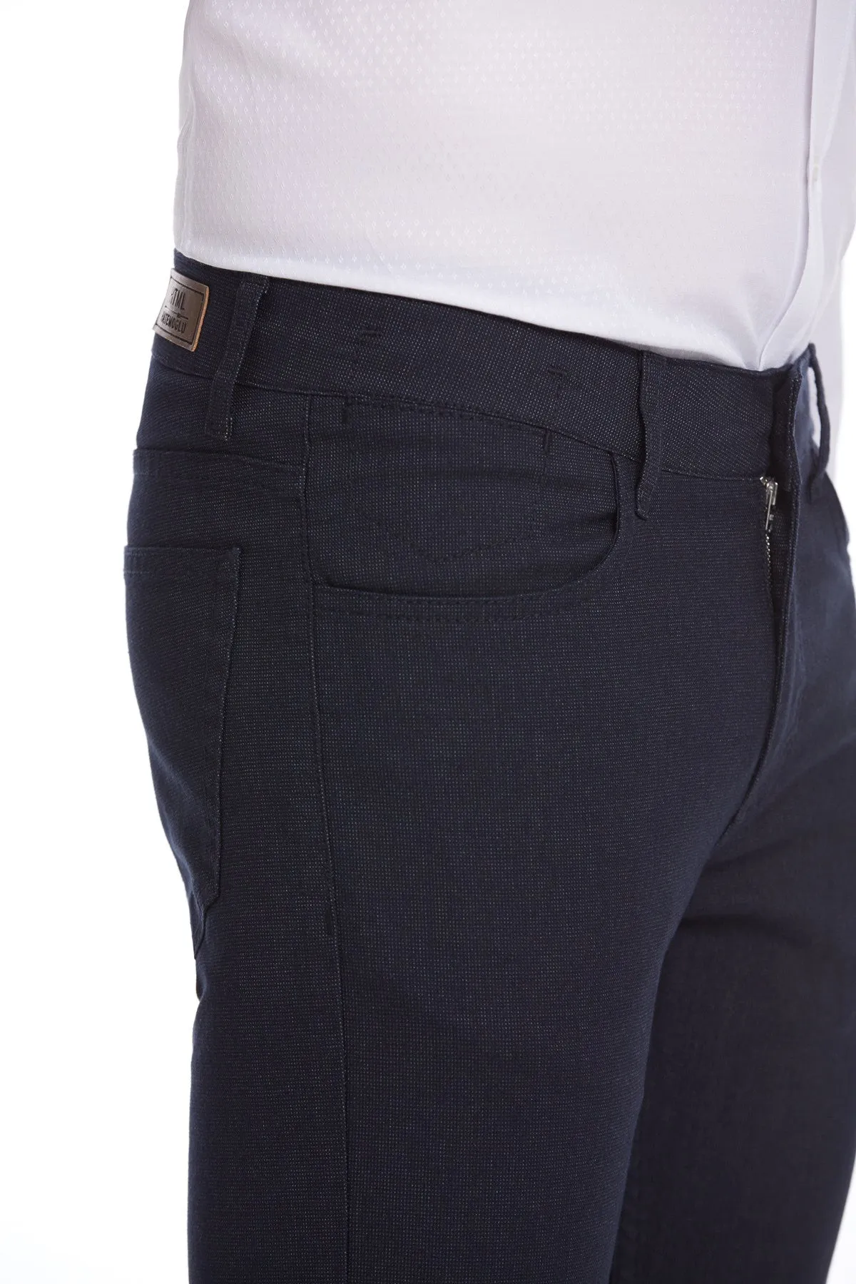 Slim Fit 5 Pocket Low Waist Navy Casual Pants