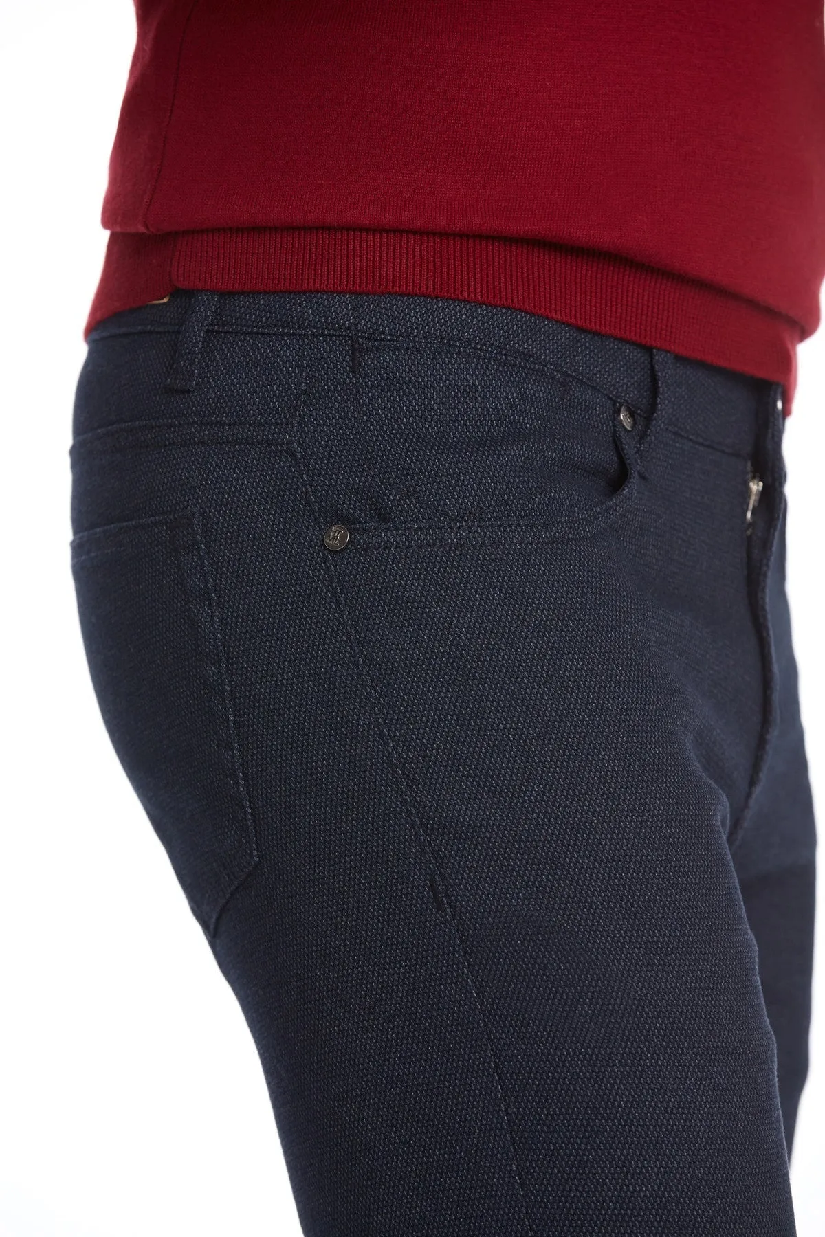 Slim Fit Cotton Navy Casual Pants