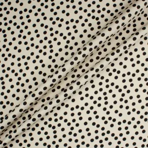 Small Black Spotted Pale Beige Stretch Silk Crêpe