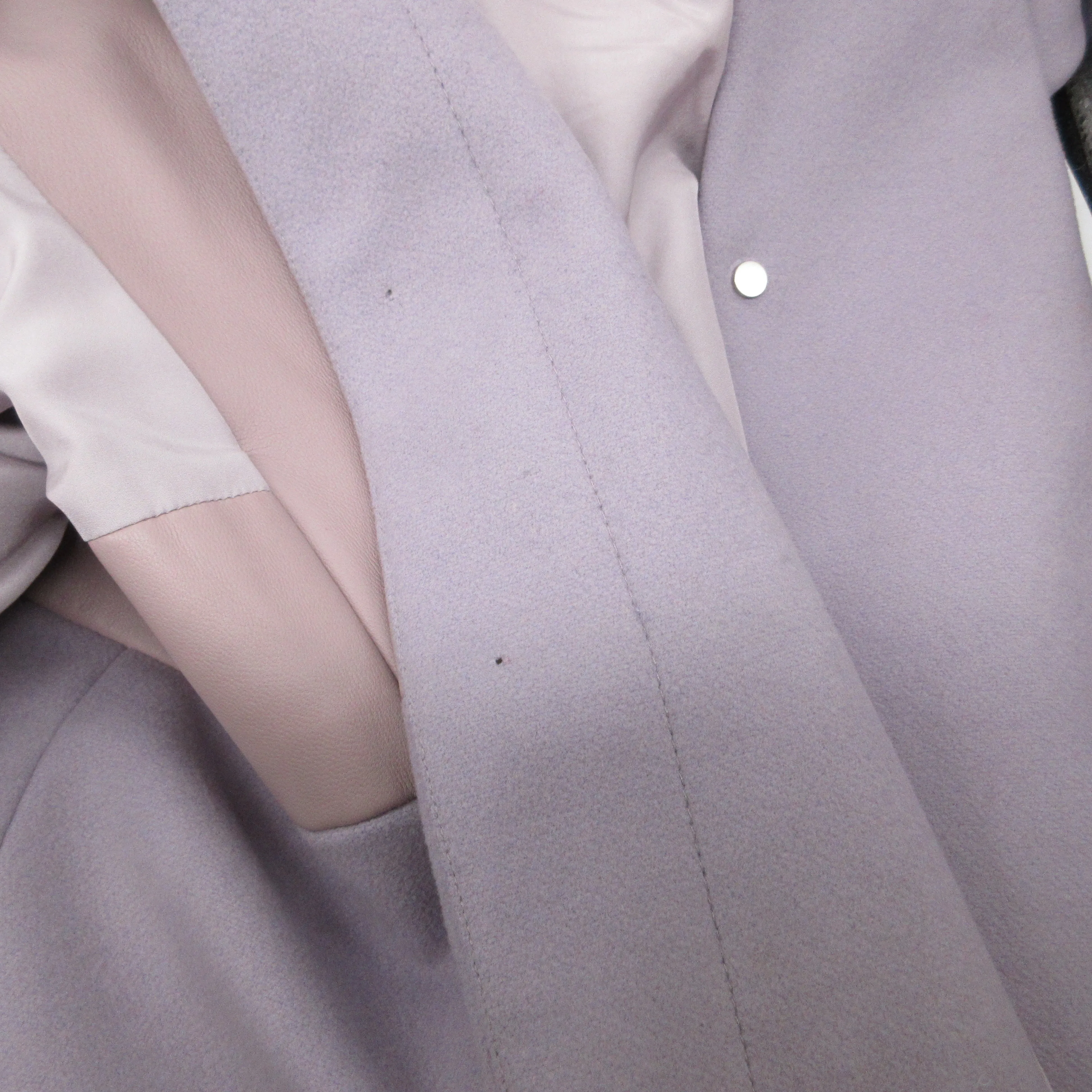 The Row Lilac Wool and Lambskin Leather Coat