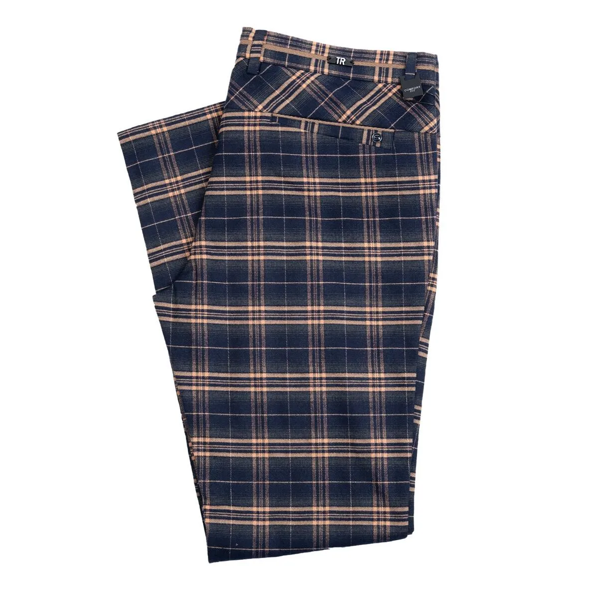 Tr Premium Blue & Pink Slim Fit Plaid Pant 384