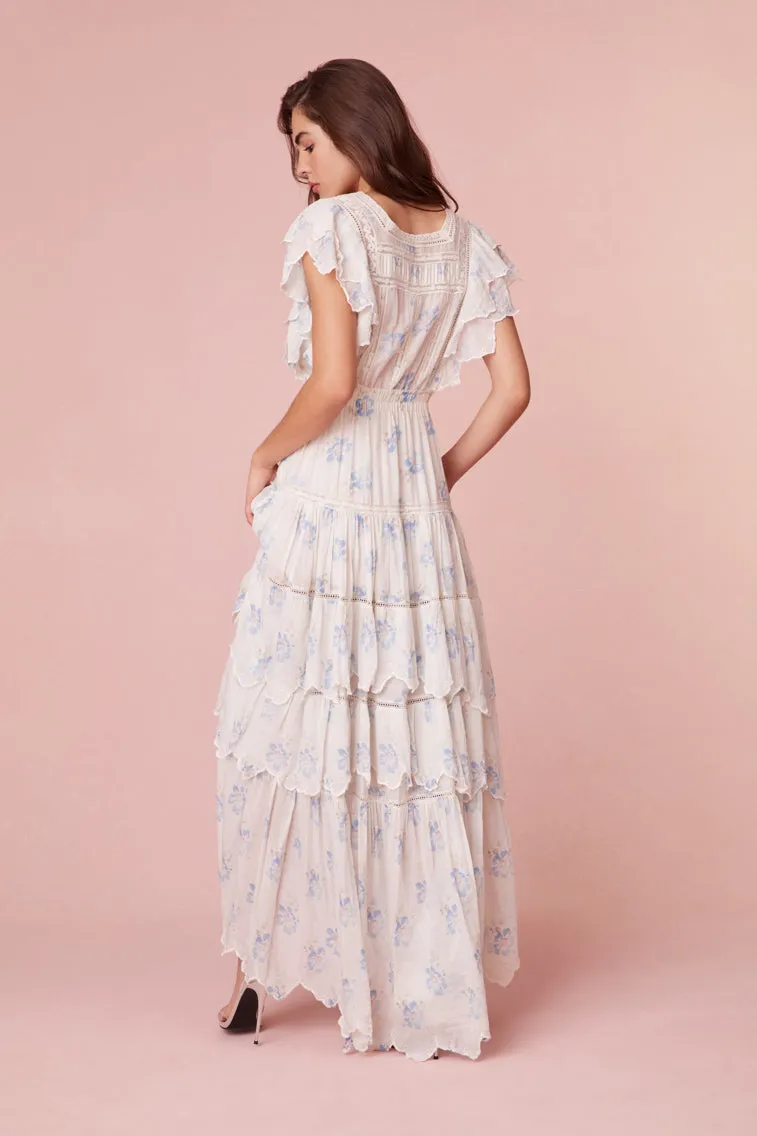 Valina Flutter Sleeve Maxi Dress