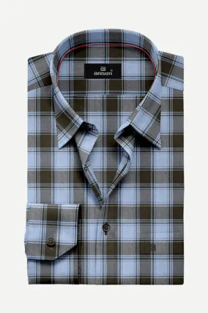 Vegas - Light Blue With Black Checked Shirts For Mens | Ariser