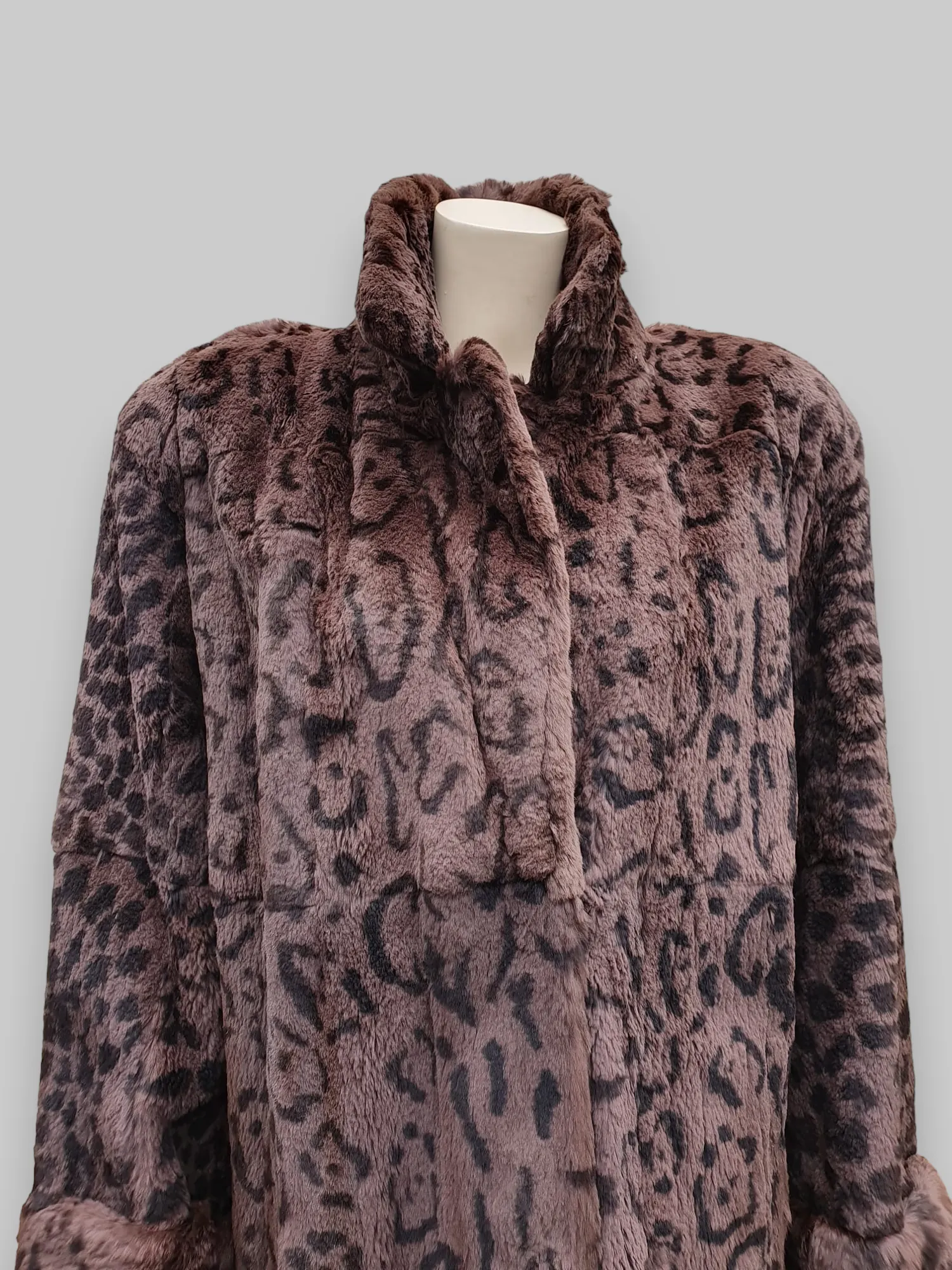 Vintage Brown Rabbit Printed Coat -Extra Large