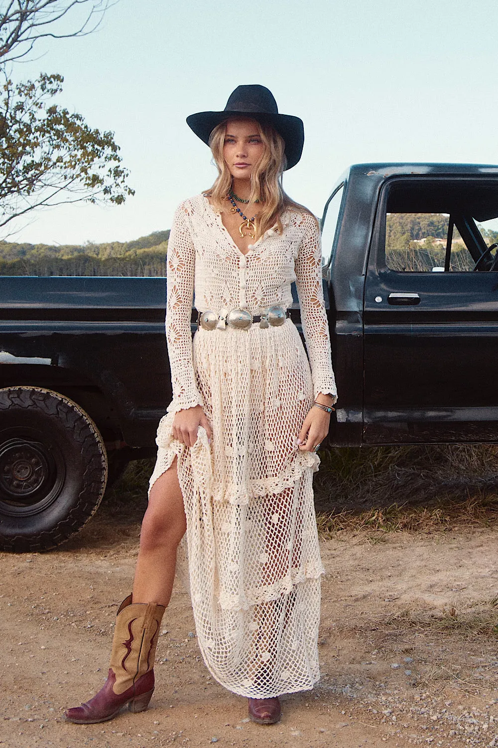 Wish You Were Here Crochet Maxi Dress