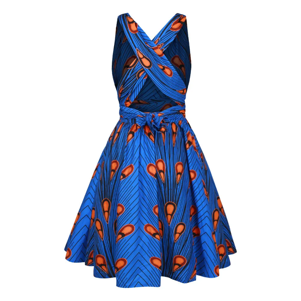 Women's African Printed Elegant Bazin Riche Dress