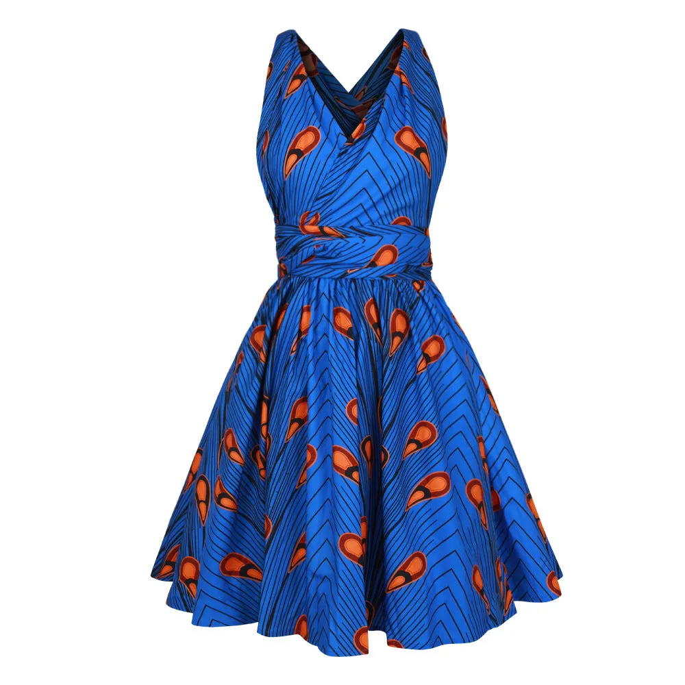 Women's African Printed Elegant Bazin Riche Dress