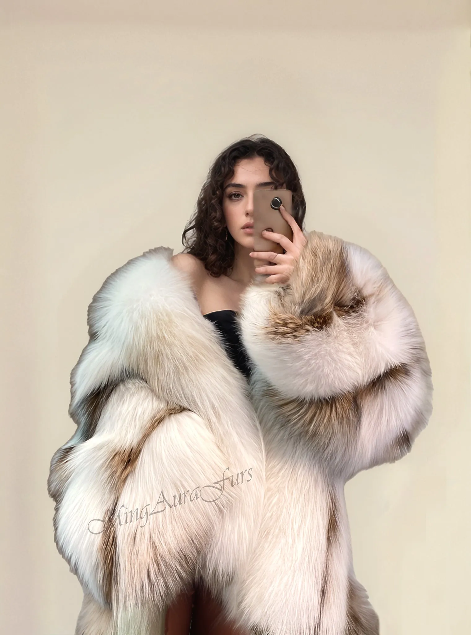 Women's Real Fox Fur Coat  - Sun Glo Fox - G0018